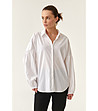 Бяла дамска риза с памук-0 снимка
