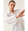 Бяла дамска риза с памук-4 снимка