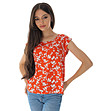 Дамска блуза в оранжево с флорални мотиви Scarlet-2 снимка