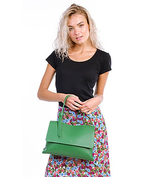 Зелена дамска чанта от естествена кожа Lara снимка
