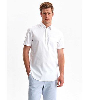 Мъжка памучна блуза в бяло Boras снимка