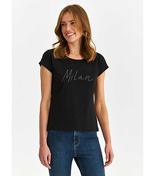 Черна памучна дамска тениска Marinera снимка