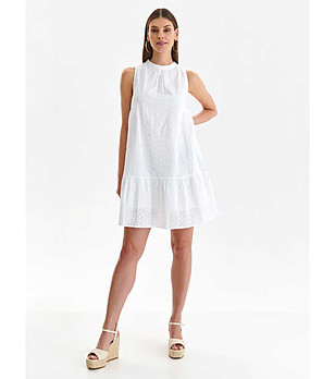 Бяла памучна рокля от английска дантела Кaslimi снимка