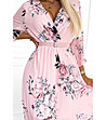 Елегантна пастелнорозова рокля с флорален принт Aldona-3 снимка