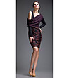 Елегантна тъмносива рокля с дантелени елементи в бордо Ruzia-0 снимка