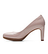 Дамски обувки на ток в цвят пудра с гланцов ефект за широко стъпало-2 снимка