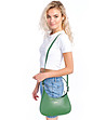 Зелена дамска кожена чанта с асиметричен дизайн Vaia-0 снимка