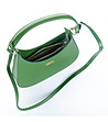 Зелена дамска кожена чанта с асиметричен дизайн Vaia-3 снимка
