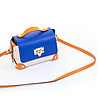 Дамска кожена чанта в бежово, синьо и оранжево Nevona-3 снимка