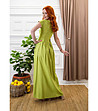 Дълга зелена ленена рокля-1 снимка