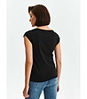 Черна дамска памучна тениска с камъчета Nilisa-1 снимка