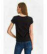 Черна памучна дамска тениска Letizia-1 снимка