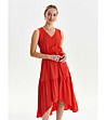 Червена рокля с асиметрична дължина Silvana-2 снимка