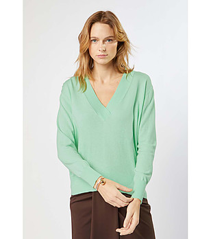 Зелена оersize дамска блуза с памук Sini снимка