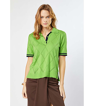 Дамска блуза в зелен нюанс с високо съдържание на памук Rachela снимка
