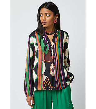 Многоцветна дамска блуза с фигурален принт Telmia снимка