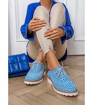 Дамски кожени обувки в синьо и бяло Felipa снимка