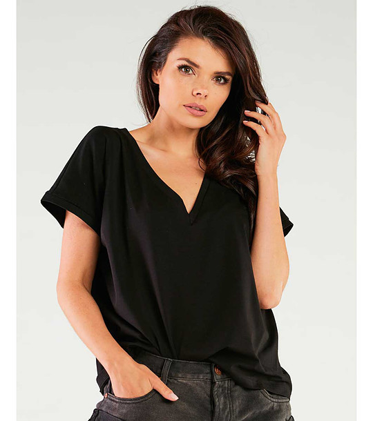 Памучна дамска блуза в черно Belita снимка