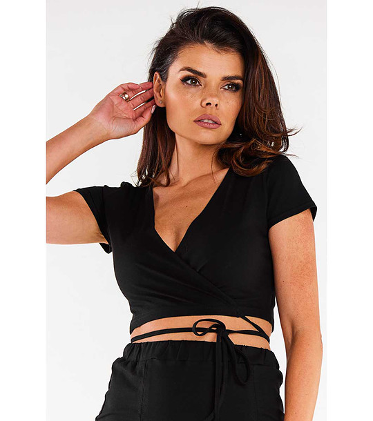 Къса черна дамска блуза Vala снимка