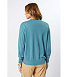 Oversize дамска блуза с памук в синьо-зелен нюанс Sini-1 снимка