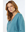 Oversize дамска блуза с памук в синьо-зелен нюанс Sini-2 снимка