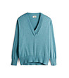 Oversize дамска блуза с памук в синьо-зелен нюанс Sini-3 снимка