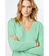 Зелена оersize дамска блуза с памук Sini-3 снимка