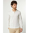 Бяла мъжка блуза от фино плетиво с памук Abner-0 снимка