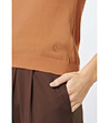 Дамска блуза с къс ръкав в кафяв нюанс Felipa-3 снимка