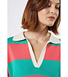 Плетена памучна дамска блуза в цвят корал и мента Lina-3 снимка