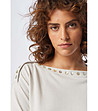 Дамска блуза с високо съдържание на памук в цвят крем Izara-3 снимка