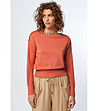 Дамска блуза в оранжев нюанс с високо съдържание на памук-0 снимка
