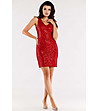 Елегантна червена рокля с пайети Jelina-0 снимка
