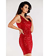 Елегантна червена рокля с пайети Jelina-3 снимка
