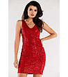Елегантна червена рокля с пайети Jelina-4 снимка