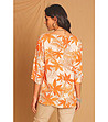 Дамска ленена блуза в екрю с принт в оранжево Thea-1 снимка