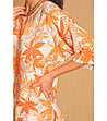 Дамска ленена блуза в екрю с принт в оранжево Thea-2 снимка