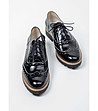 Черни дамски кожени обувки с връзки Felipa-4 снимка
