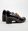 Дамски кожени обувки в черно на ток Alvara-3 снимка