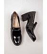 Дамски кожени обувки в черно на ток Alvara-4 снимка