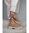Дамски кожени обувки в цвят камел на платформа Zaria-0 снимка
