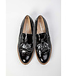 Черни дамски обувки от естествена кожа с гланцов ефект Salvena-2 снимка