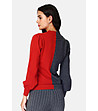 Дамски пуловер с кашмир и естествена коприна в цвят керемида и графит-1 снимка