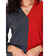 Дамски пуловер с кашмир и естествена коприна в цвят керемида и графит-2 снимка
