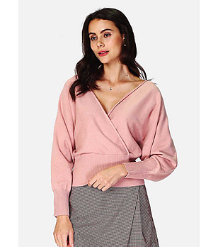 Розов дамски пуловер с кашмир и коприна Livena снимка