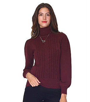 Дамски пуловер в бордо Karra с кашмир снимка