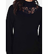 Черен дамски пуловер с дантела Mireille-2 снимка