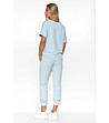 Светлосин дамски памучен комплект от блуза и панталон Gladis-1 снимка
