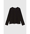 Черна памучна дамска блуза с дантелени кантове Vivien-3 снимка