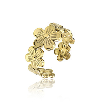 Дамски златист пръстен с цветя Daisy снимка